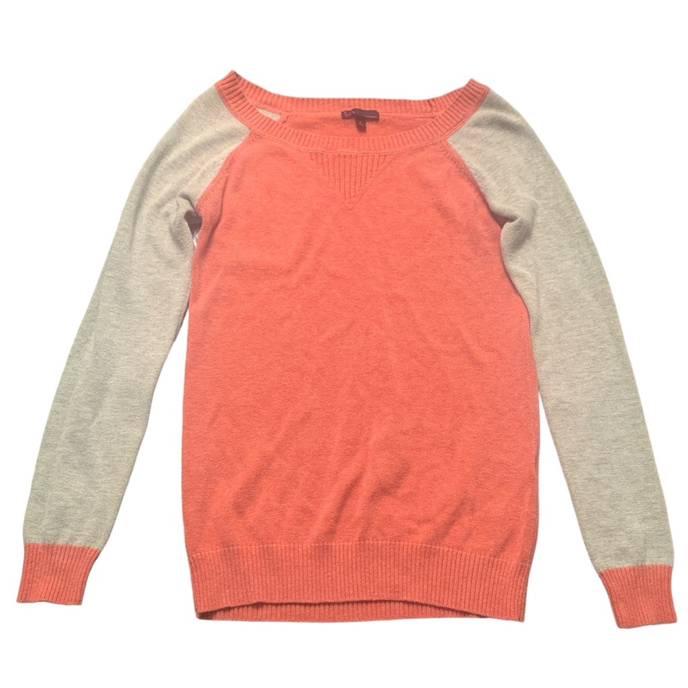 t/o sweaters Knit Baseball Elbow Patch Coral & Beige Sweater Ladies Sz S